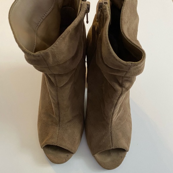 Taupe Suede Open Toe Bootie - Picture 2 of 4